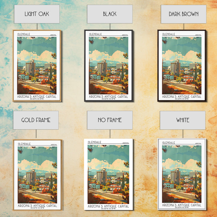 Glendale Arizona Travel Poster, Framed Canvas Print, Poster Print, Travel Wall Art, Minimalist Poster, Travel Prints, Fine Art Print