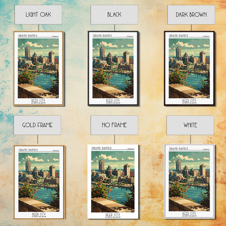 Grand Rapids Michigan Travel Poster, Canvas Print, City Travel Poster, Travel Wall Decor, Retro Travel Print, Travel Decor, Wall Art