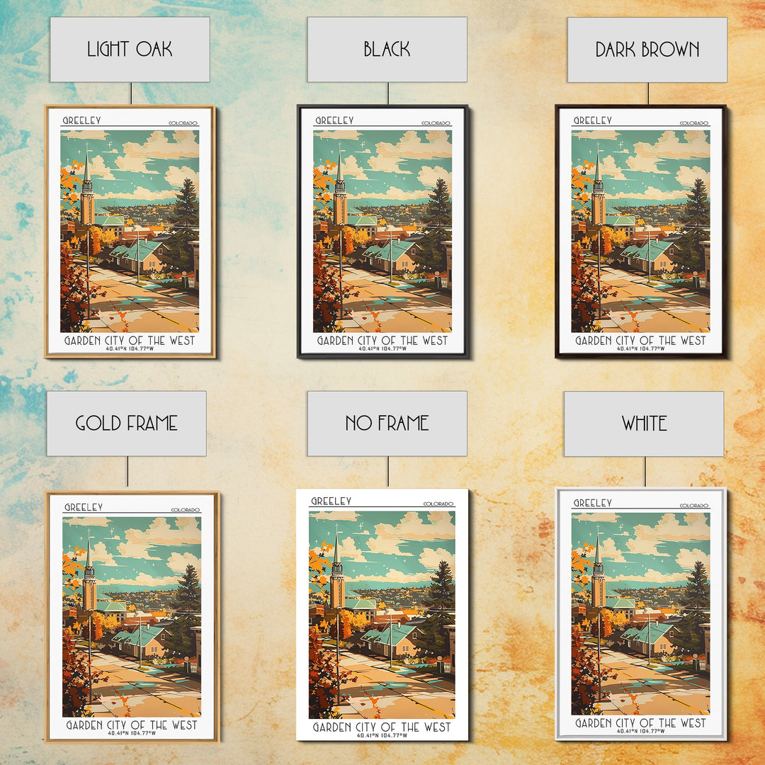 Greeley Travel Poster, Framed Canvas Print, Retro Wall Art, Travel Print, Fine Art Print, City Art Print, Poster Art, Travel Posters