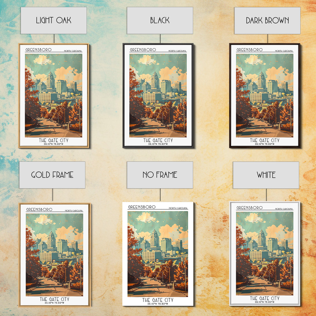 Greensboro North Carolina Travel Poster, Canvas Print, City Travel Poster, Vintage City Poster, Mid Century Wall Art, Travel Posters