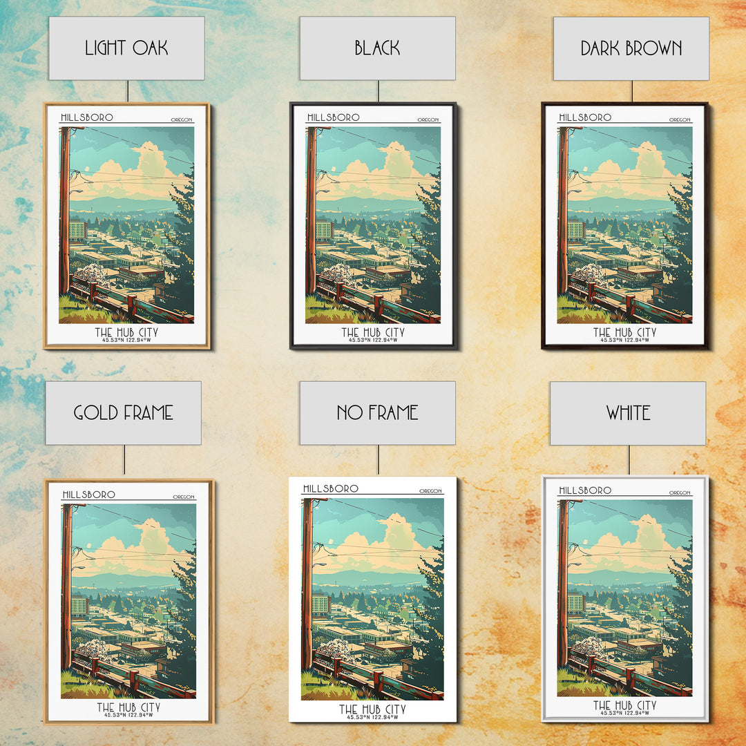 Hillsboro Oregon Travel Poster, Canvas Print, Retro Wall Art, Travel Print, Retro Travel Print, Travel Wall Decor, Modern Wall Decor