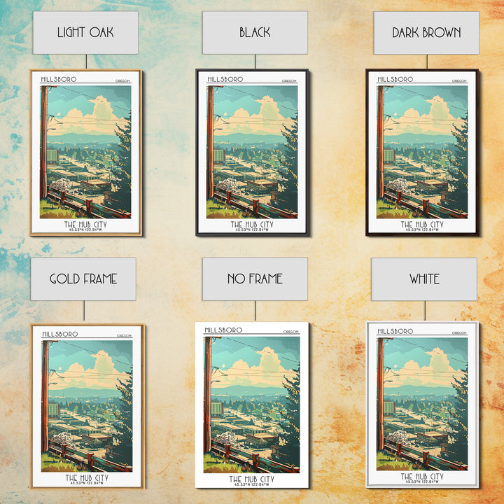 Hillsboro Oregon Travel Poster, Canvas Print, Retro Wall Art, Travel Print, Retro Travel Print, Travel Wall Decor, Modern Wall Decor