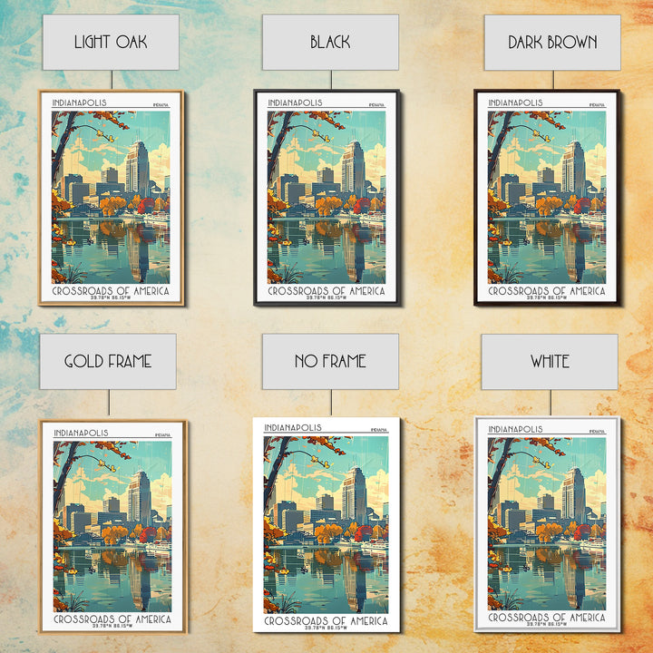 Indianapolis Travel Poster, Framed Canvas Print, Retro Wall Art, Travel Print, Travel Wall Art, Minimalist Poster, Modern Wall Decor