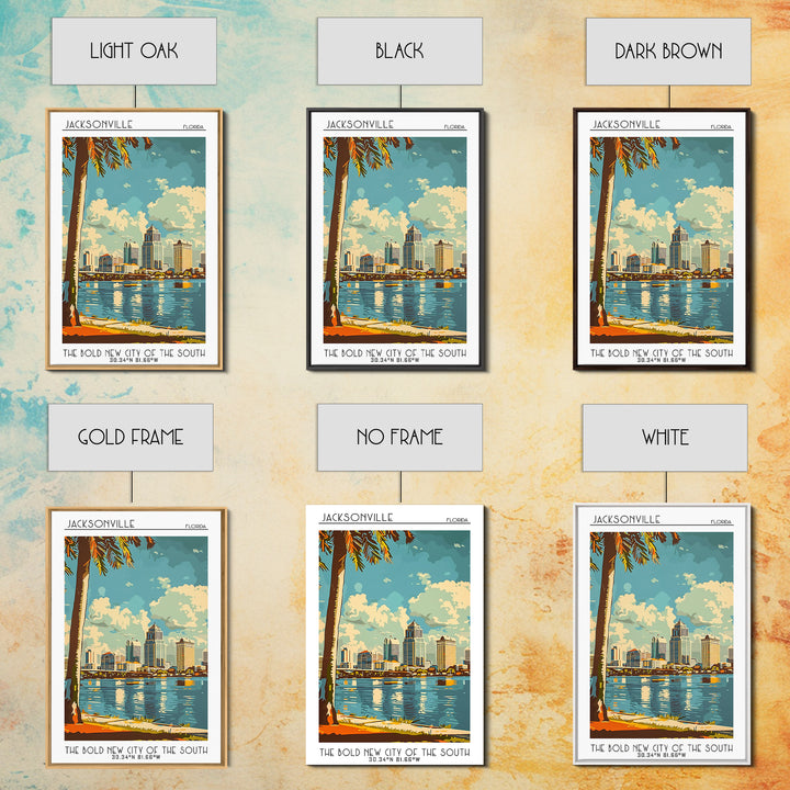 Jacksonville Florida Travel Poster, Framed Canvas Print, Travel Wall Decor, Minimalist Poster, City Travel Poster, Home Office Decor