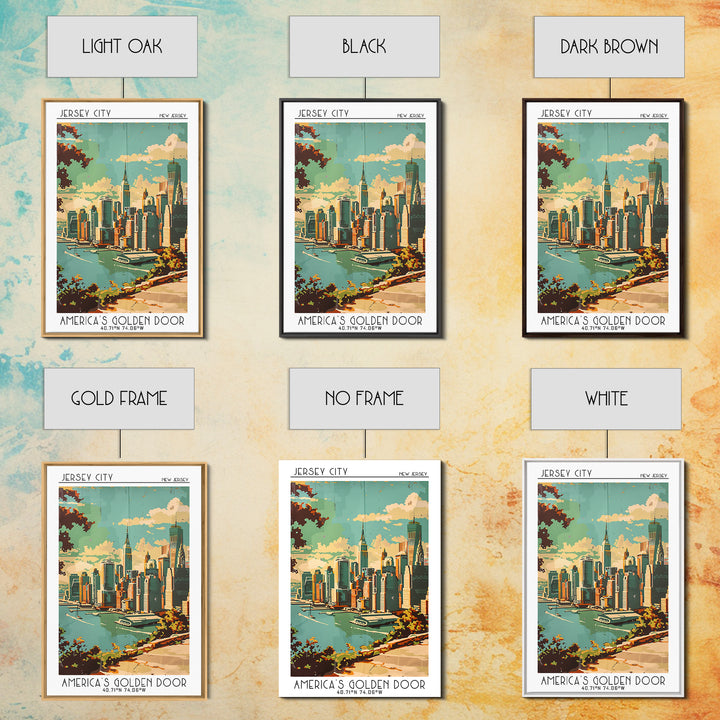 Jersey City New Jersey Travel Poster, Canvas Print, City Art Print, Travel Wall Art, Minimalist Poster, Retro Wall Art, Poster Print