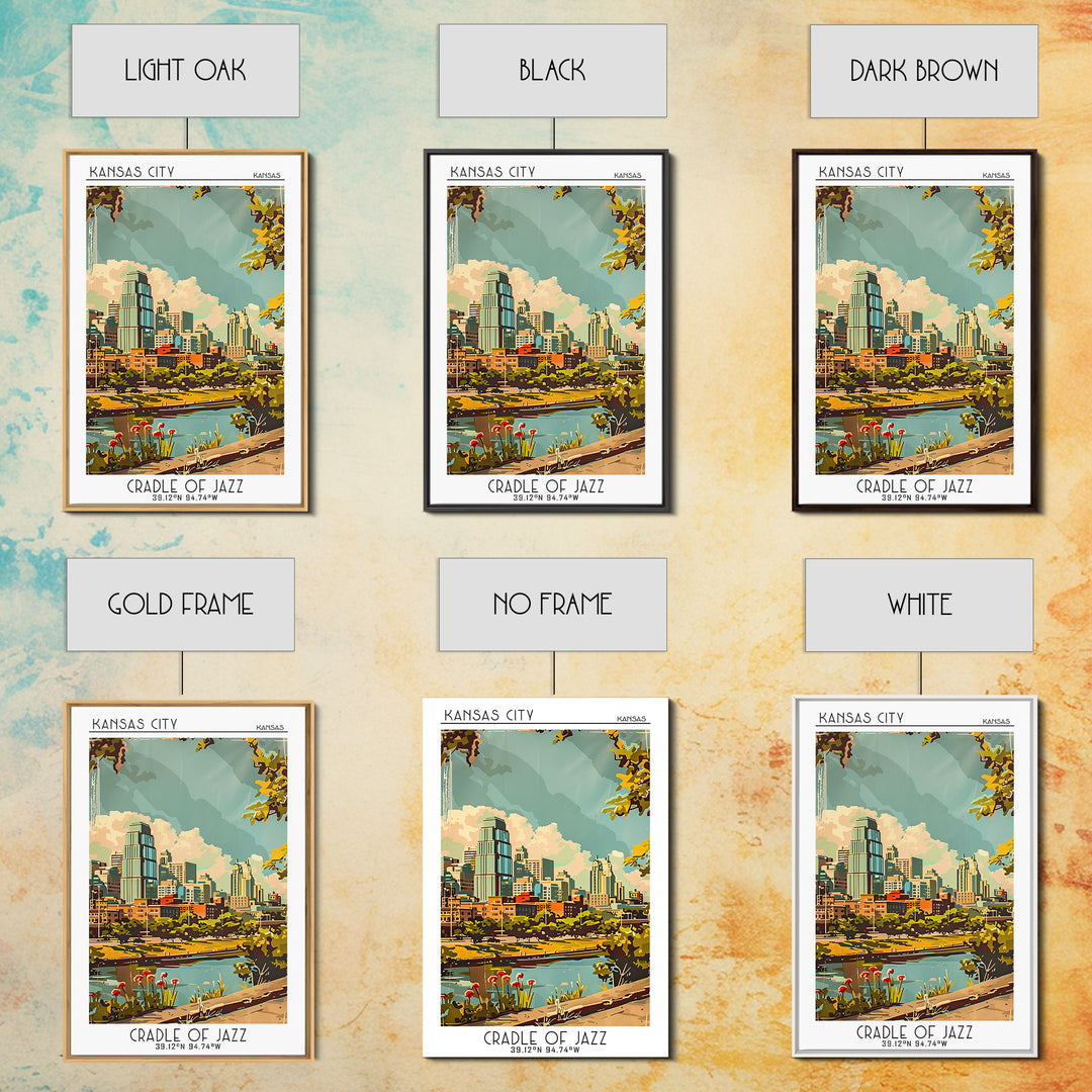 Kansas City Kansas Travel Poster, Canvas Print, City Art Print, Travel Wall Art, Watercolor Cityscape, Travel Prints, Retro Wall Art