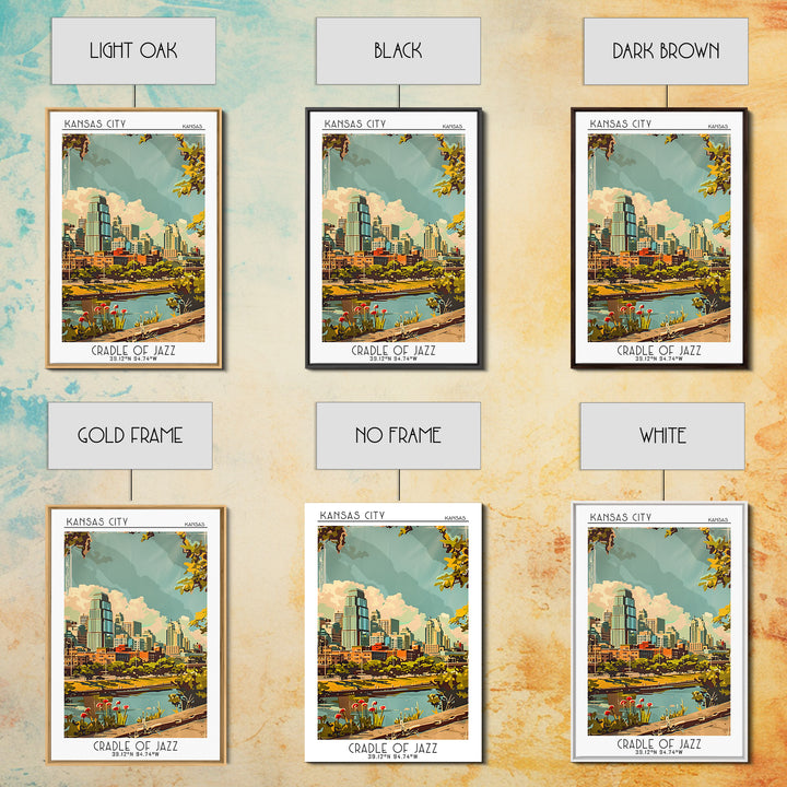 Kansas City Kansas Travel Poster, Canvas Print, City Art Print, Travel Wall Art, Watercolor Cityscape, Travel Prints, Retro Wall Art