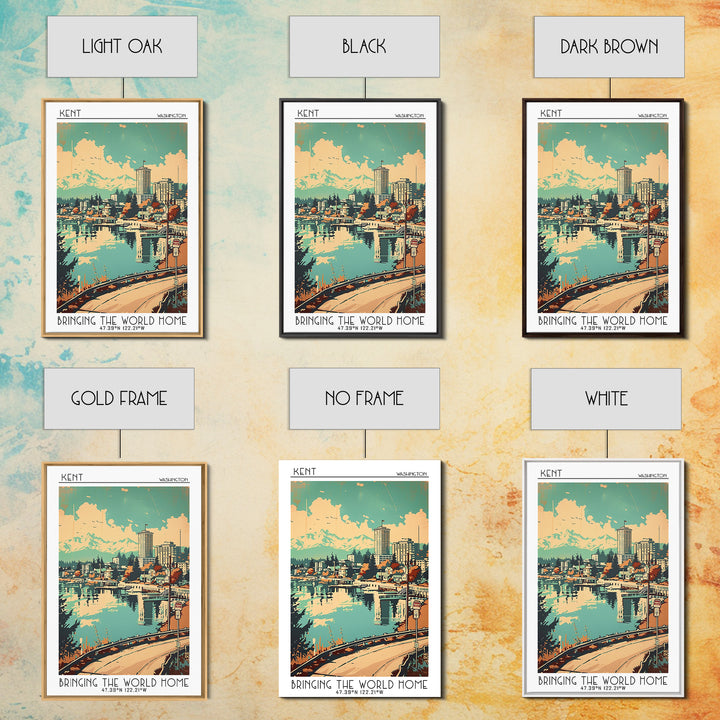 Kent Washington Travel Poster, Canvas Print, Retro Wall Art, Travel Print, Living Room Wall Art, Modern Wall Decor, Gallery Wall Set