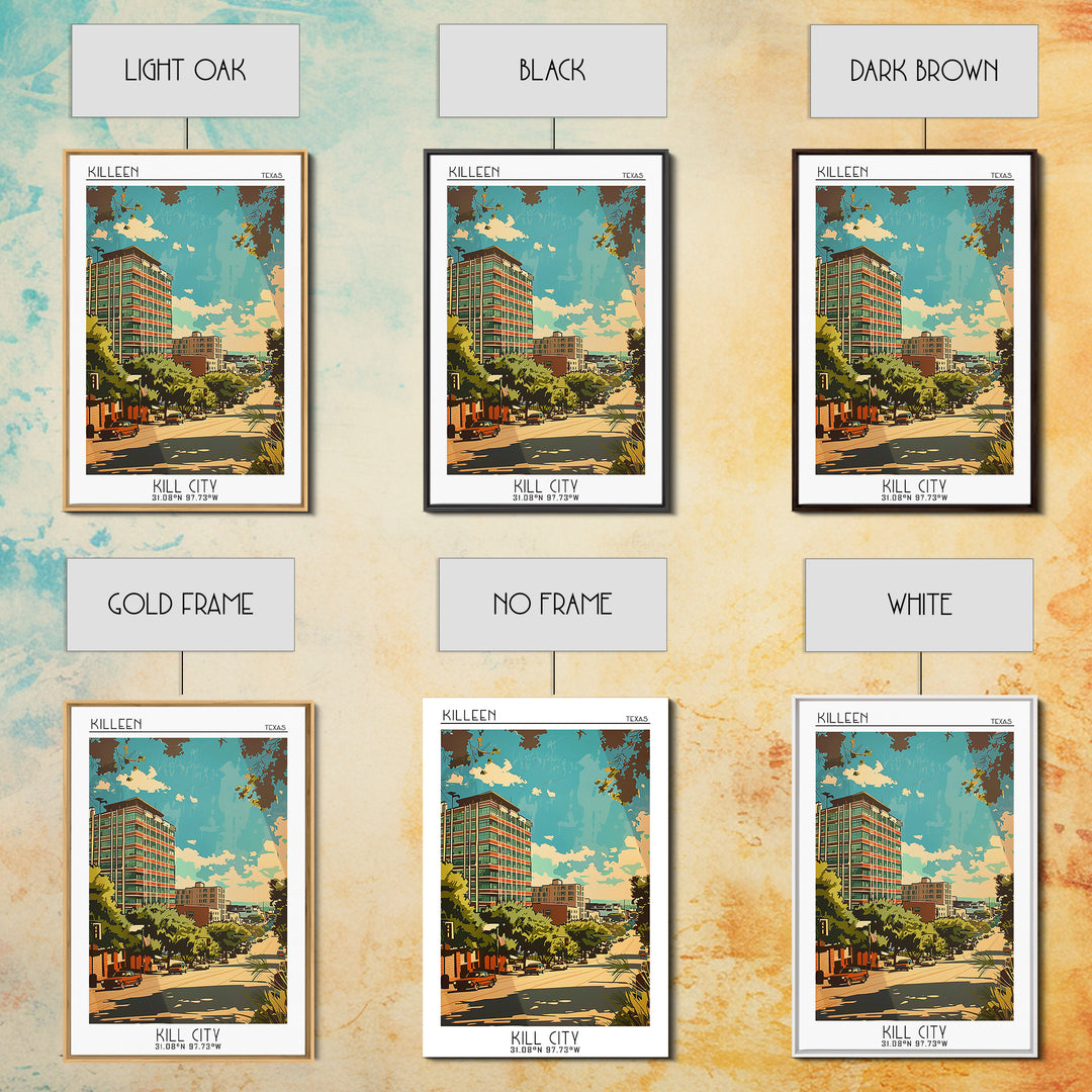 Killeen Travel Poster, Framed Canvas Print, Travel Art Print, Modern Wall Decor, Travel Wall Art, Home Office Decor, Wanderlust Gift