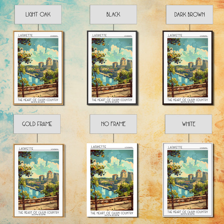 Lafayette Louisiana Travel Poster, Framed Canvas Print, Travel Art Print, Modern Wall Decor, City Wall Art, Poster Art, Poster Print