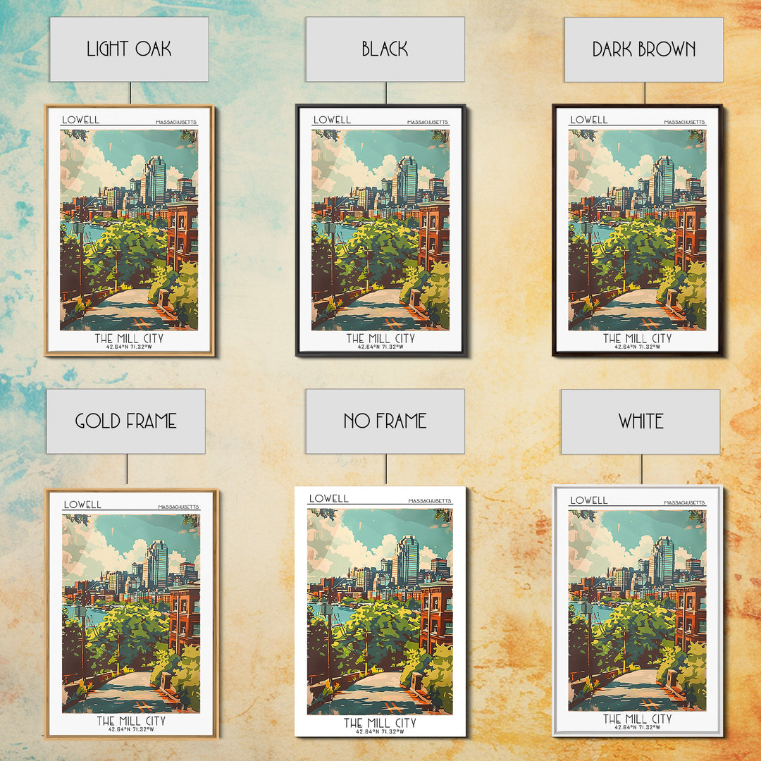 Lowell Travel Poster, Framed Canvas Print, City Travel Poster, Travel Wall Decor, Art Print, Retro Wall Art, Landscape Art, Wall Art