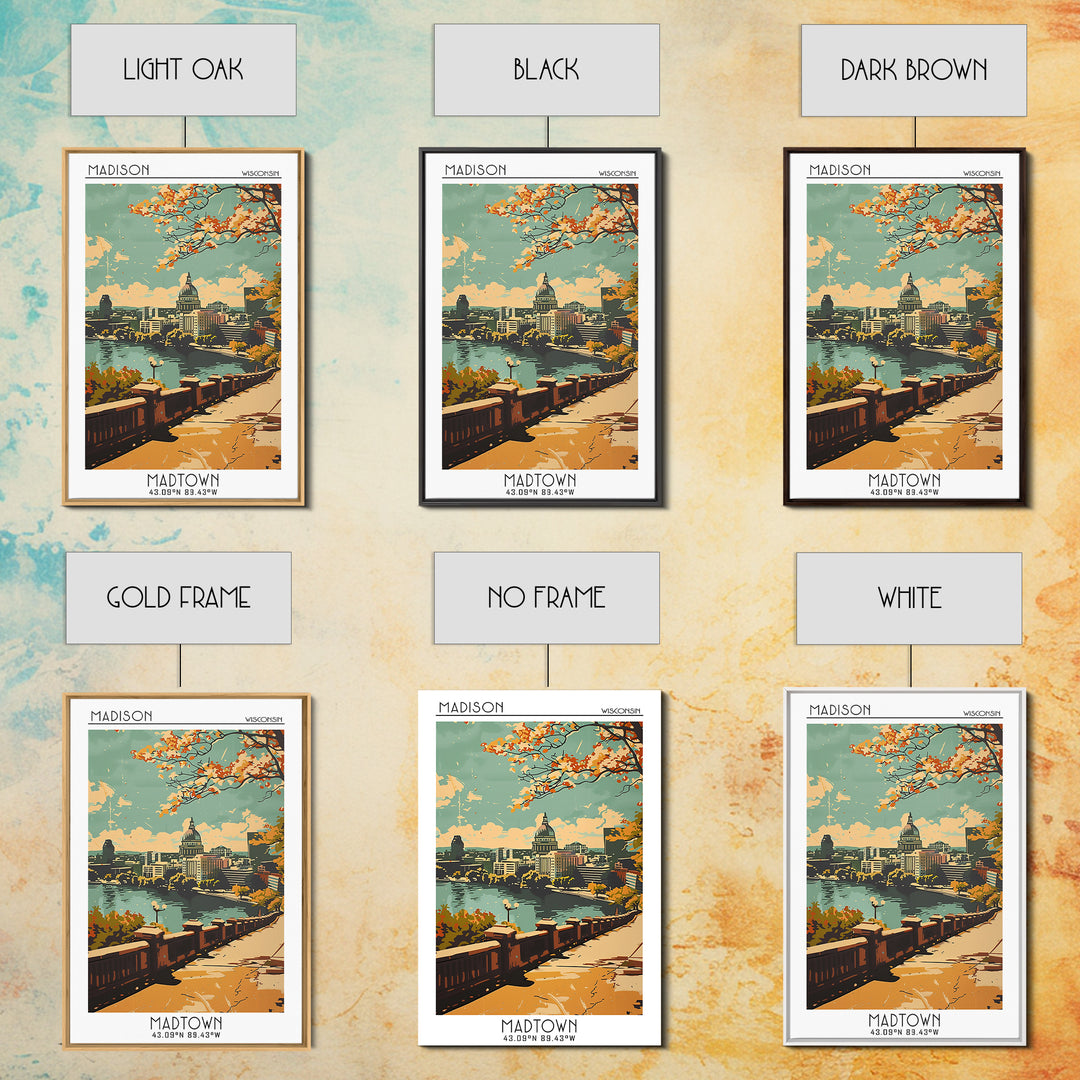 Madison Travel Poster, Framed Canvas Print, Vintage Travel Print, City Wall Art, Travel Wall Art, Fine Art Print, Vintage Travel Art