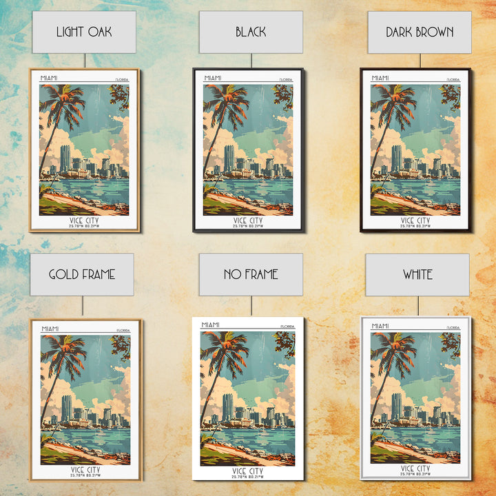 Miami Travel Poster, Canvas Print, City Travel Poster, Travel Wall Decor, Travel Wall Art, Poster Print, Wall Art, City Illustration
