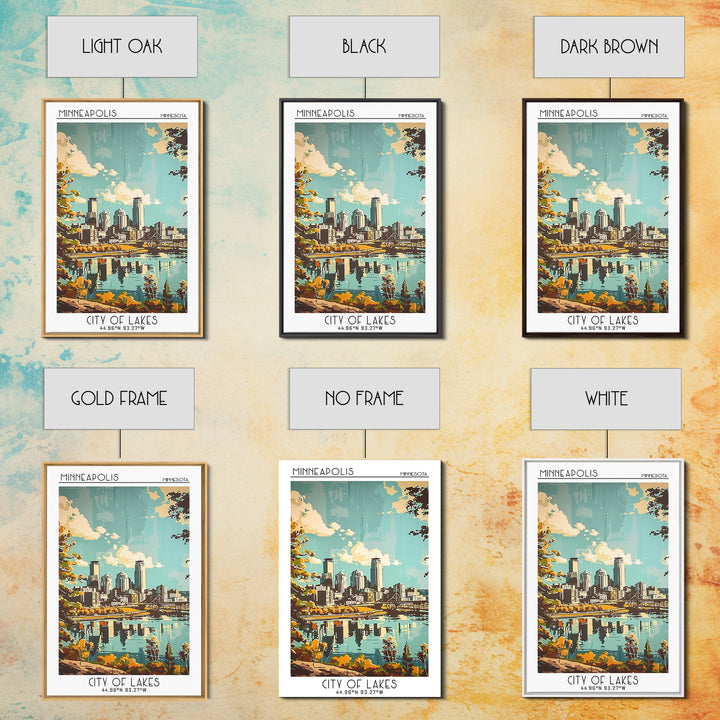Minneapolis Travel Poster, Framed Canvas Print, Poster Print, Travel Wall Art, City Illustration, Vintage Travel Art, Retro Wall Art