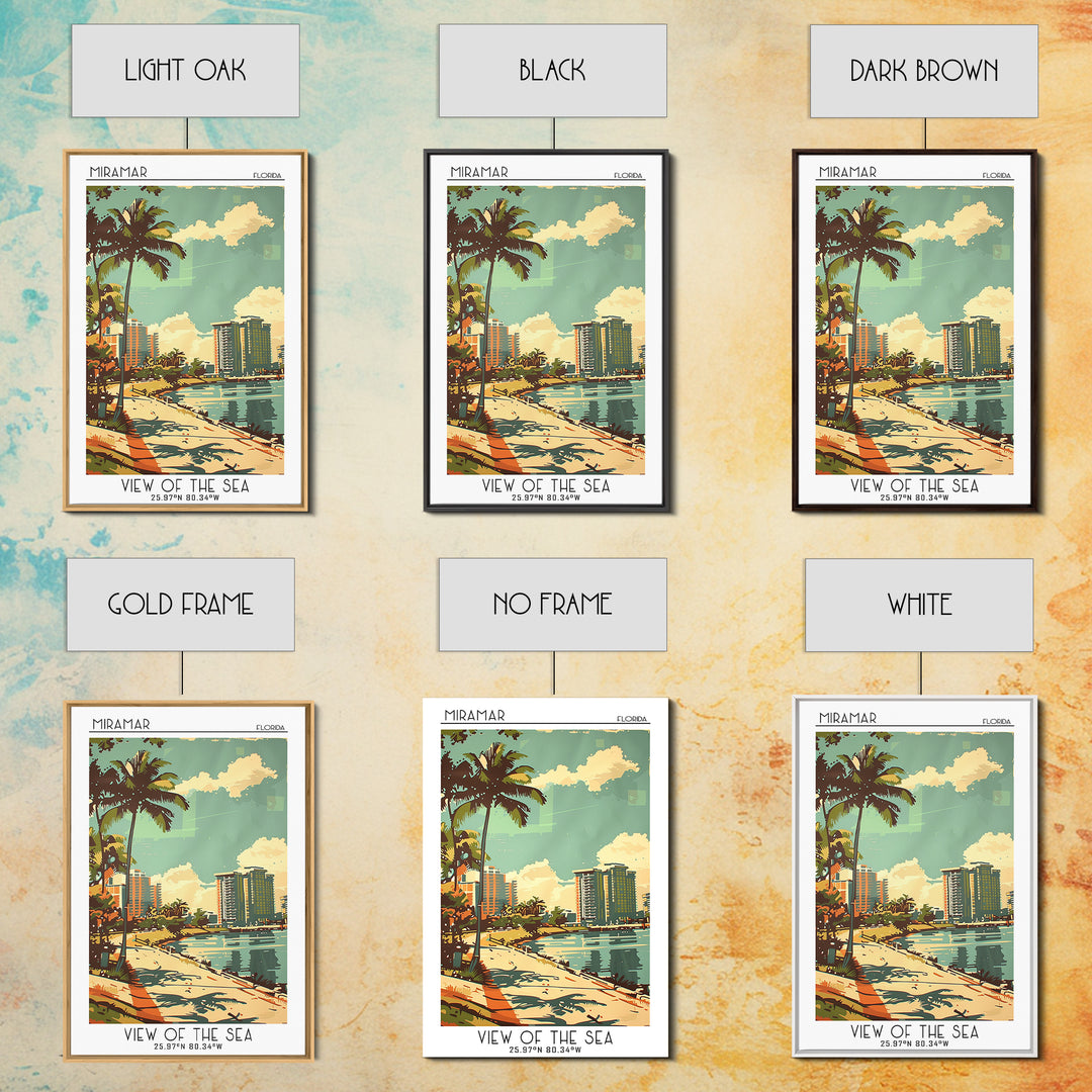 Miramar Travel Poster, Framed Canvas Print, City Travel Poster, Travel Wall Art, Travel Art Print, Vintage Travel Art, Travel Prints
