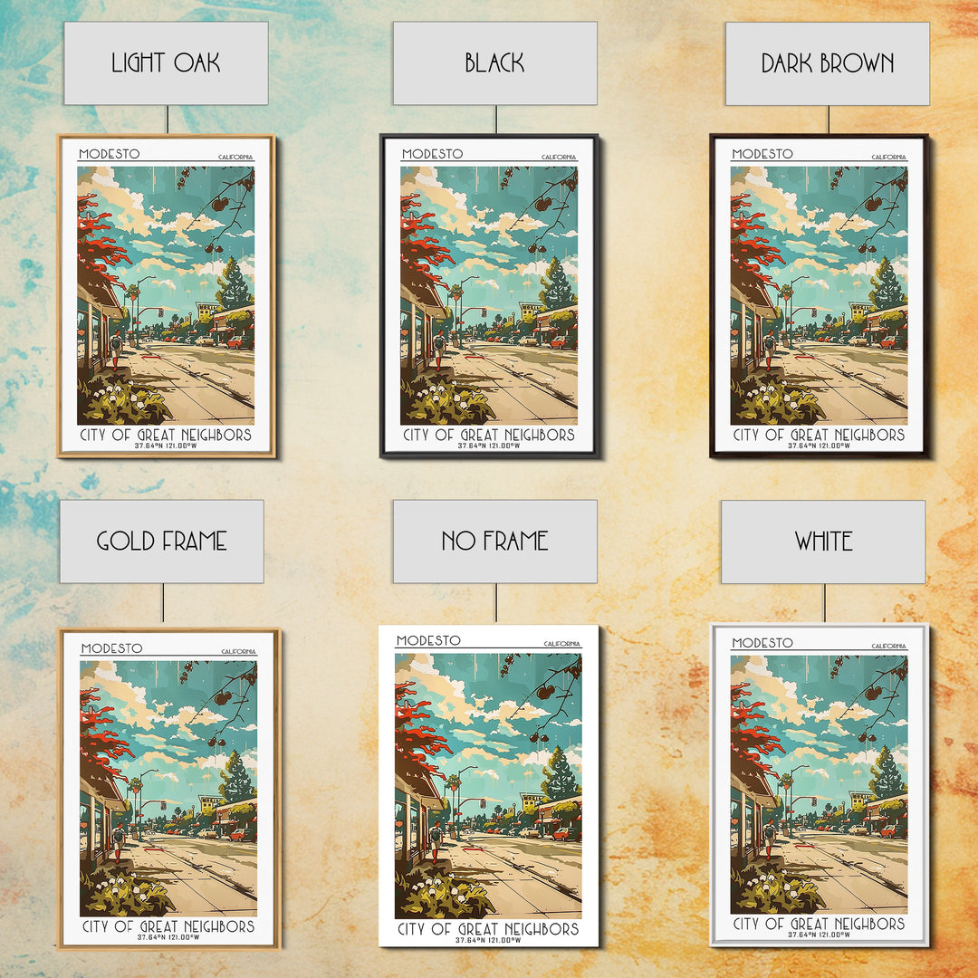 Modesto California Travel Poster, Canvas Print, City Travel Poster, Travel Wall Art, Home Office Decor, Travel Decor, Retro Wall Art