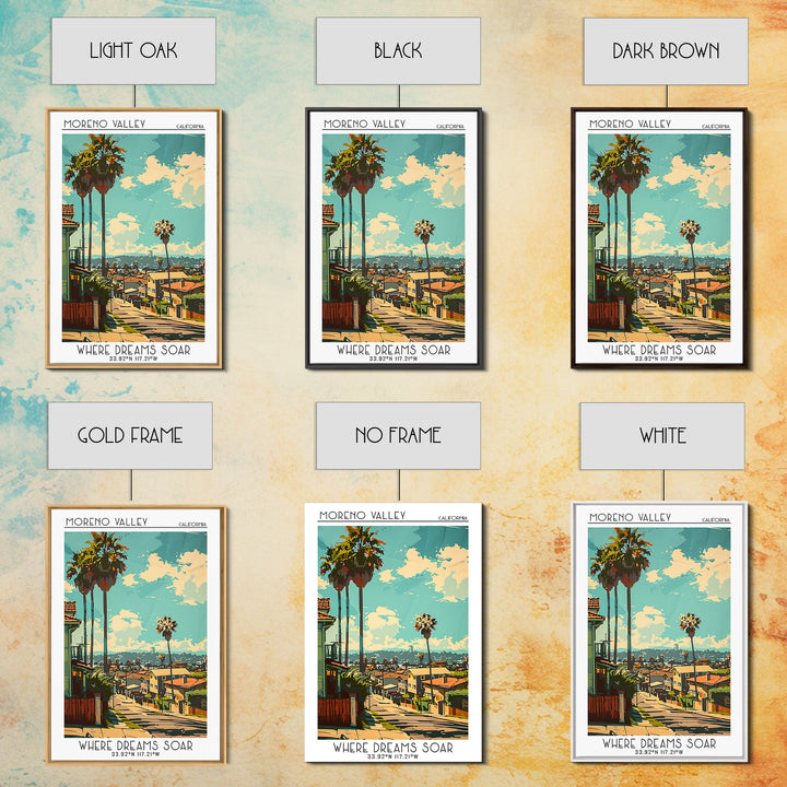 Moreno Valley Travel Poster, Framed Canvas Print, Travel Wall Decor, Minimalist Poster, Travel Print, Retro Travel Print, Poster Art