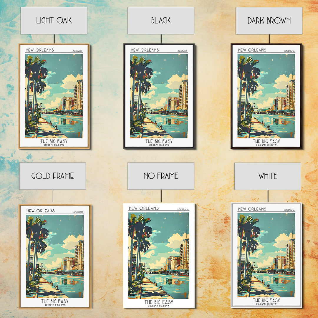 New Orleans Travel Poster, Framed Canvas Print, Vintage Travel Print, City Wall Art, Landscape Art, City Art Print, Travel Art Print