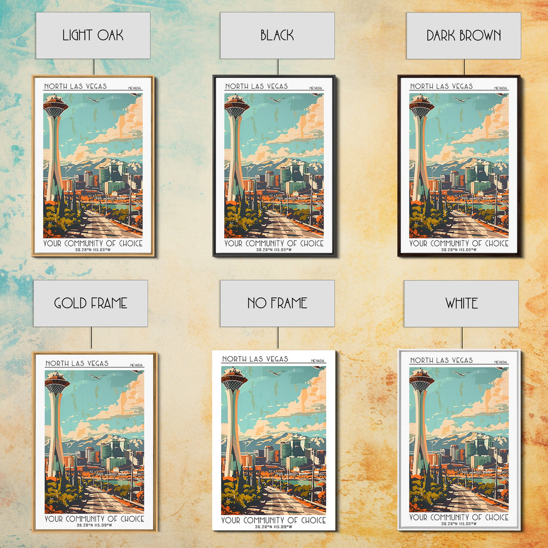 North Las Vegas Travel Poster, Canvas Print, Travel Wall Art, City Wall Art, Living Room Wall Art, City Art Print, Colorful Wall Art