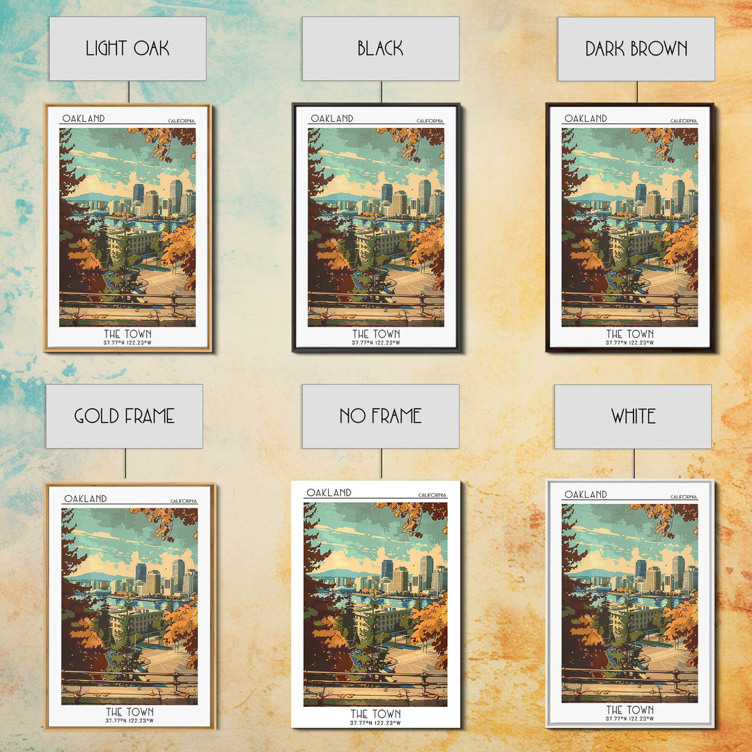 Oakland Travel Poster, Framed Canvas Print, Retro Wall Art, Travel Print, Wall Art, Fine Art Print, Retro Travel Print, Travel Decor