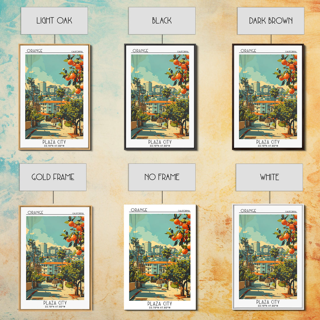 Orange Travel Poster, Canvas Print, Travel Wall Art, City Wall Art, Poster Print, Gallery Wall Set, Travel Art Print, Vintage Travel