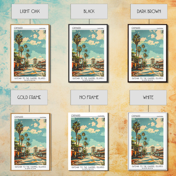 Oxnard Travel Poster, Framed Canvas Print, City Travel Poster, Vintage City Poster, Vintage Posters, City Illustration, Poster Print