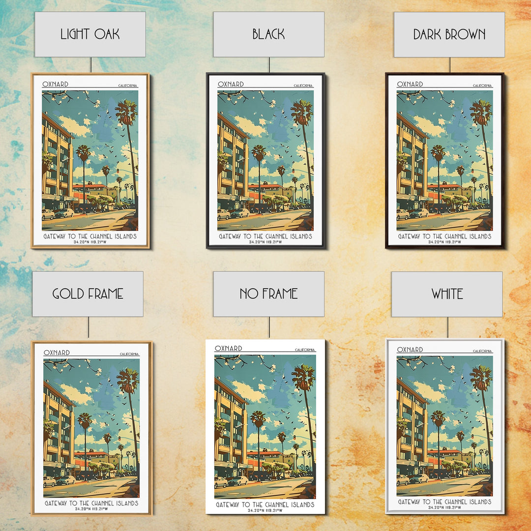 Oxnard California Travel Poster, Framed Canvas Print, Vintage Travel Print, City Wall Art, Art Print, Fine Art Print, Vintage Travel