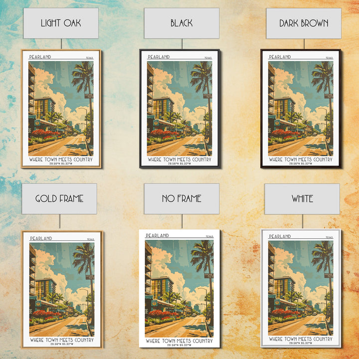 Pearland Texas Travel Poster, Canvas Print, Retro Travel Poster, City Wall Art, Wanderlust Gift, City Illustration, Gallery Wall Set