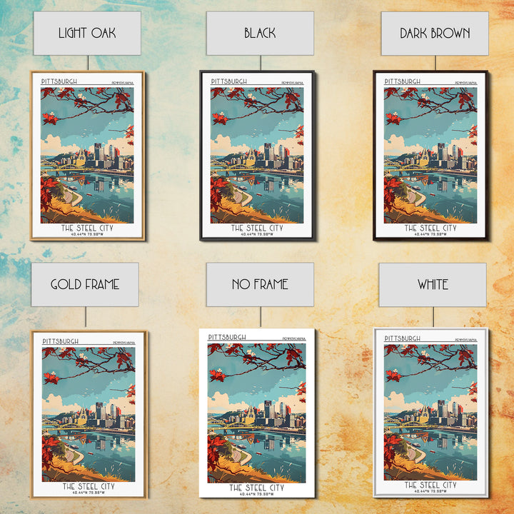 Pittsburgh Pennsylvania Travel Poster, Canvas Print, Travel Wall Art, City Wall Art, Travel Wall Decor, Retro Wall Art, Poster Print