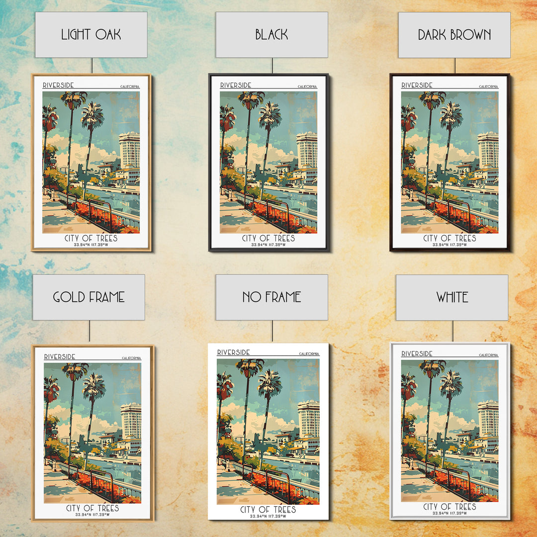 Riverside California Travel Poster, Framed Canvas Print, City Travel Poster, Travel Wall Art, City Illustration, Retro Travel Poster