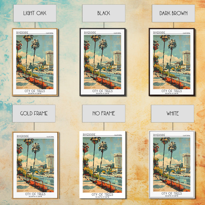 Riverside California Travel Poster, Framed Canvas Print, City Travel Poster, Travel Wall Art, City Illustration, Retro Travel Poster
