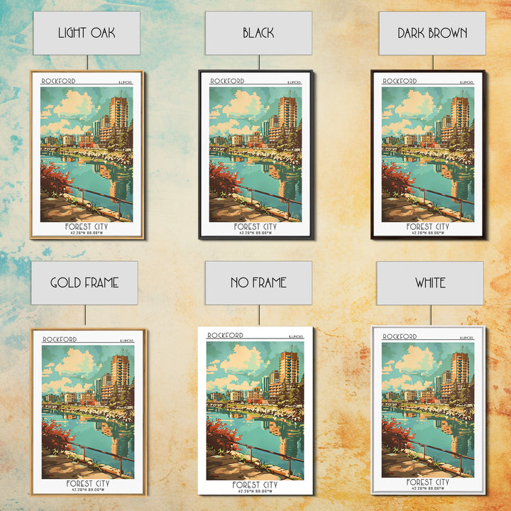 Rockford Travel Poster, Canvas Print, City Art Print, Travel Wall Art, Retro Travel Poster, Retro Travel Print, Watercolor Cityscape
