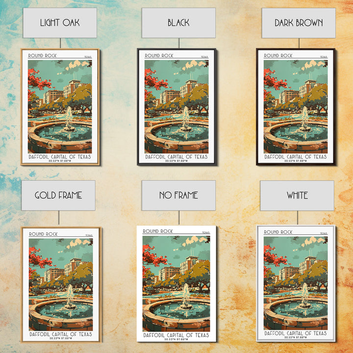 Round Rock Texas Travel Poster, Canvas Print, Travel Art Print, Modern Wall Decor, Travel Print, Retro Travel Poster, Retro Wall Art