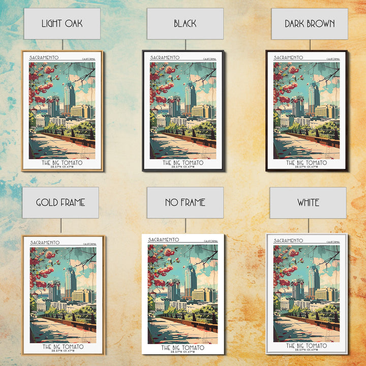 Sacramento California Travel Poster, Framed Canvas Print, Retro Travel Poster, City Wall Art, Vintage Travel Print, Gallery Wall Set