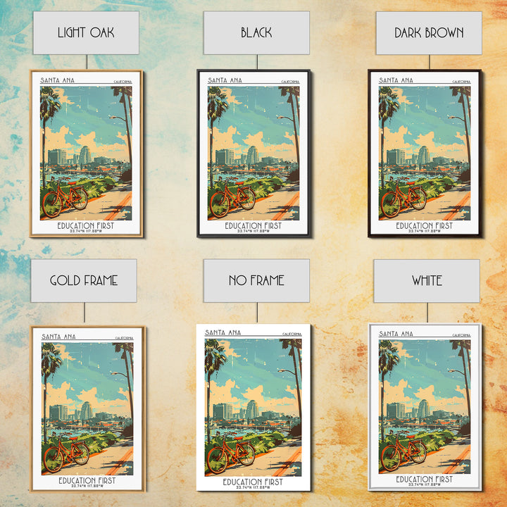 Santa Ana California Travel Poster, Framed Canvas Print, City Travel Poster, Travel Wall Decor, Minimalist Poster, City Illustration