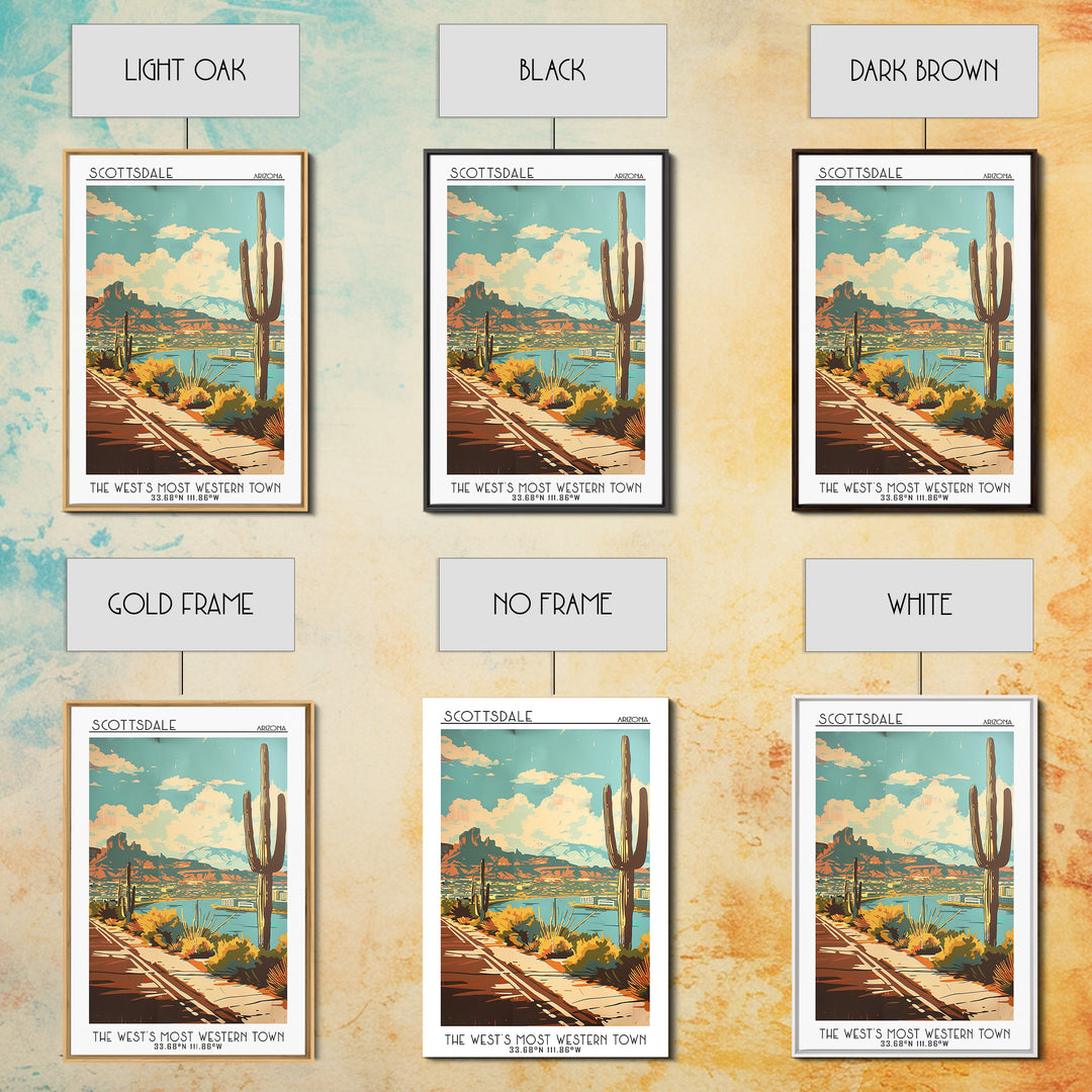 Scottsdale Travel Poster, Framed Canvas Print, City Art Print, Travel Wall Art, Vintage Posters, City Illustration, Travel Art Print