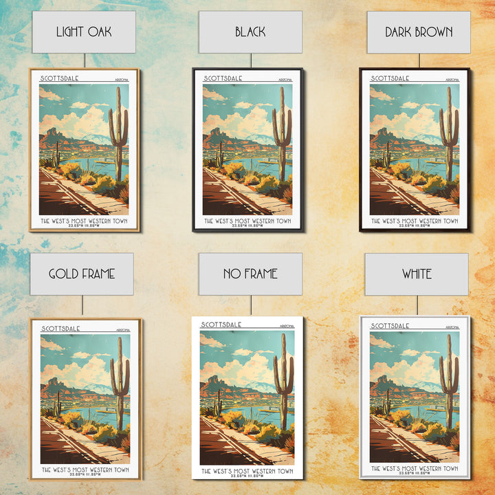 Scottsdale Travel Poster, Framed Canvas Print, City Art Print, Travel Wall Art, Vintage Posters, City Illustration, Travel Art Print
