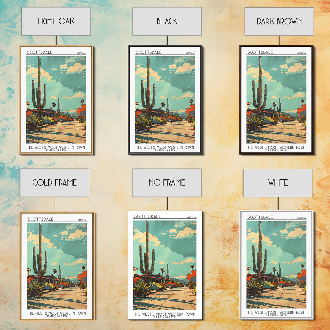 Scottsdale Arizona Travel Poster, Canvas Print, City Travel Poster, Travel Wall Decor, Retro Travel Print, Art Print, Retro Wall Art