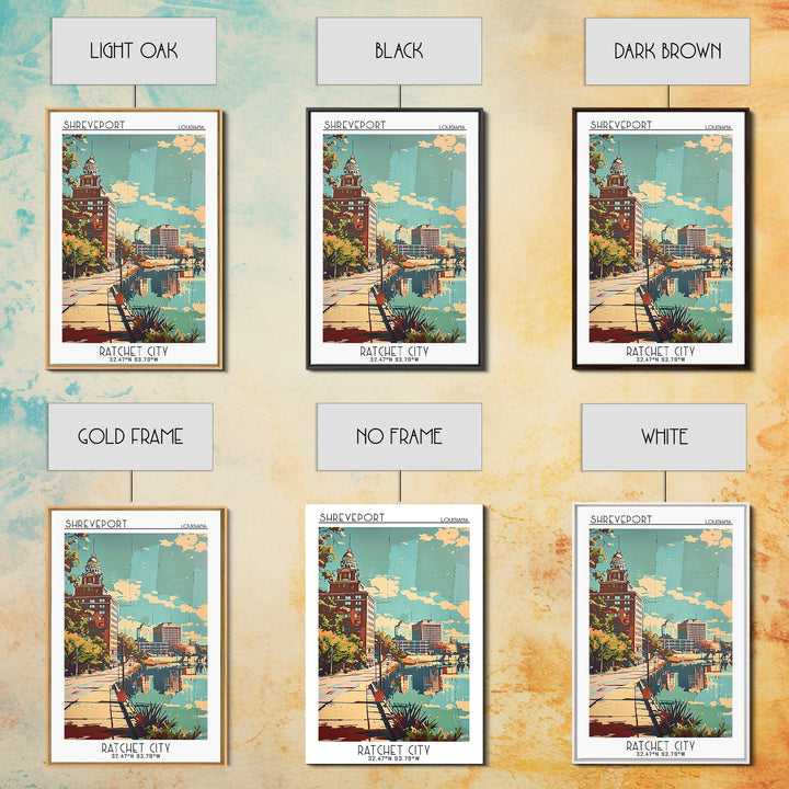 Shreveport Travel Poster, Framed Canvas Print, City Travel Poster, Vintage City Poster, Vintage Poster, Vintage Travel, Travel Print