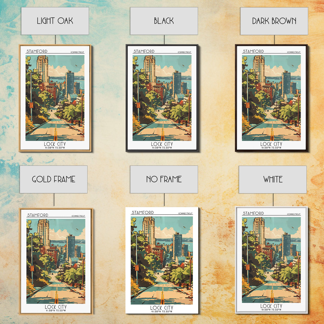 Stamford Connecticut Travel Poster, Canvas Print, City Travel Poster, Travel Wall Art, Retro Wall Art, Wall Art, Retro Travel Poster