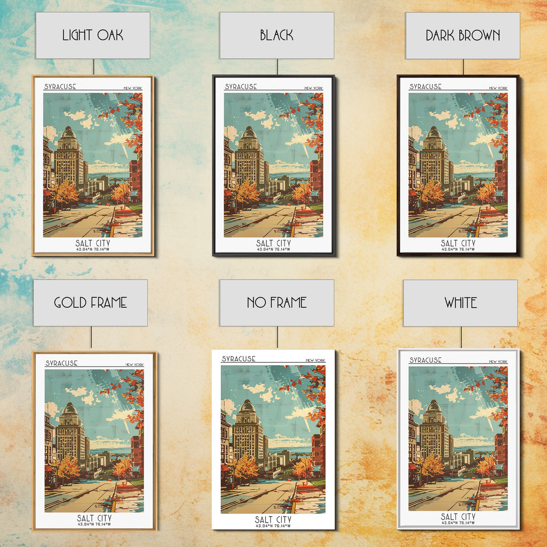 Syracuse New York Travel Poster, Framed Canvas Print, Vintage Travel Print, City Wall Art, Living Room Wall Art, Retro Travel Poster
