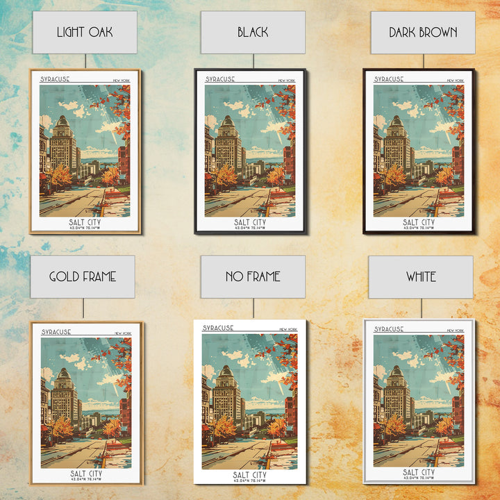 Syracuse New York Travel Poster, Framed Canvas Print, Vintage Travel Print, City Wall Art, Living Room Wall Art, Retro Travel Poster