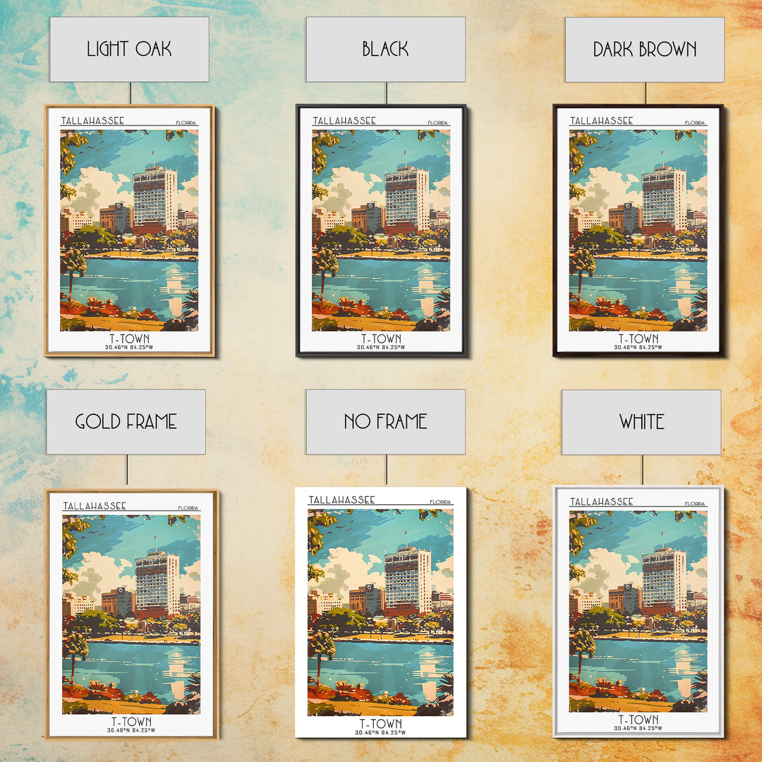 Tallahassee Florida Travel Poster, Framed Canvas Print, Travel Art Print, Modern Wall Decor, City Travel Poster, Retro Travel Poster