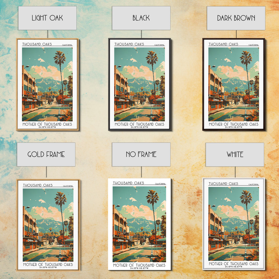 Thousand Oaks California Travel Poster, Canvas Print, Retro Travel Poster, City Wall Art, Wall Art, Mid Century Wall Art, Home Decor