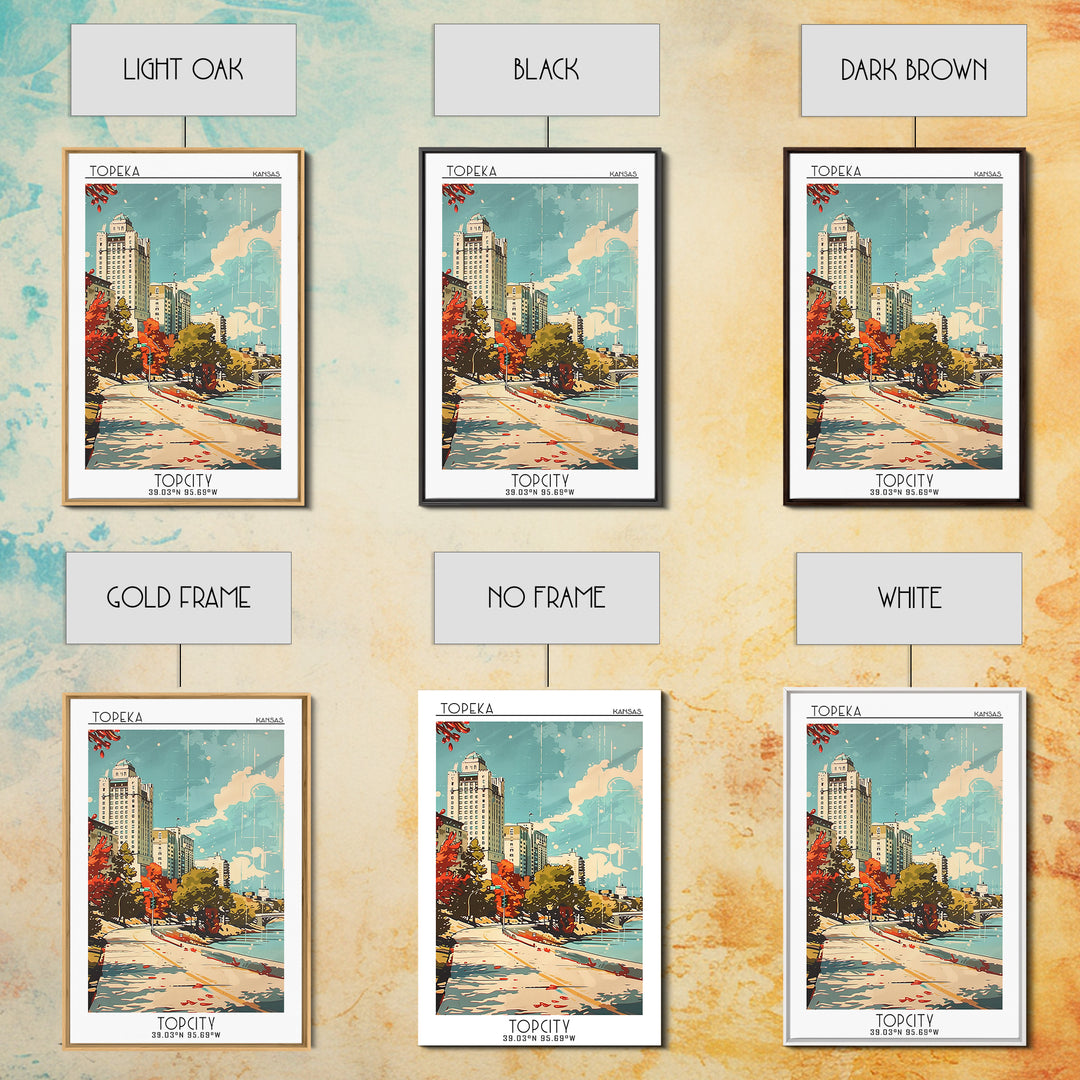 Topeka Kansas Travel Poster, Canvas Print, Vintage Travel Print, City Wall Art, Vintage City Poster, Wanderlust Gift, City Art Print