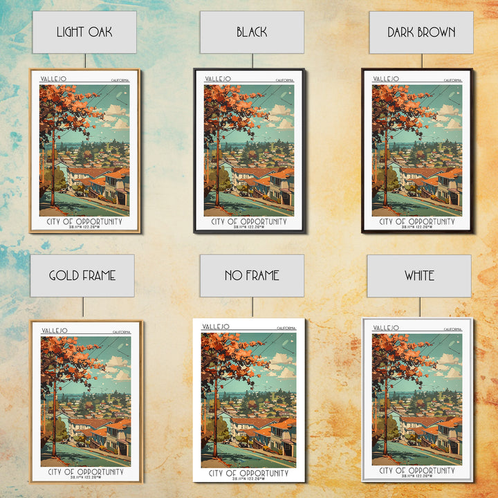 Vallejo Travel Poster, Framed Canvas Print, Travel Art Print, Modern Wall Decor, Travel Wall Decor, City Art Print, Gallery Wall Set