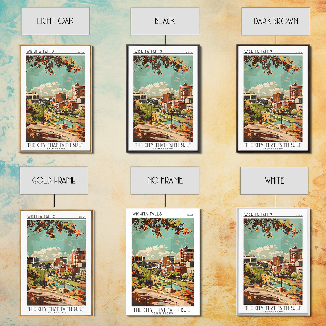 Wichita Falls Texas Travel Poster, Framed Canvas Print, City Travel Poster, Vintage City Poster, Retro Travel Print, Travel Wall Art