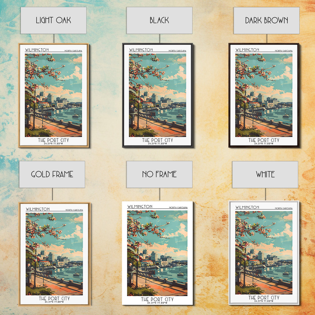 Wilmington Travel Poster, Framed Canvas Print, City Travel Poster, Travel Wall Decor, Travel Wall Art, Poster Art, City Illustration