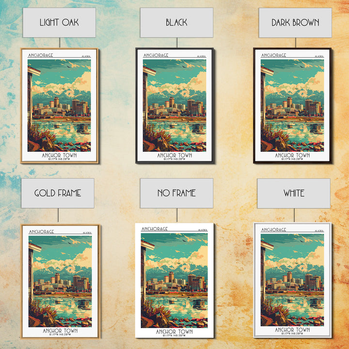 Anchorage Travel Poster, Framed Canvas Print, City Travel Poster, Vintage City Poster, Retro Travel Print, Art Print, City Art Print