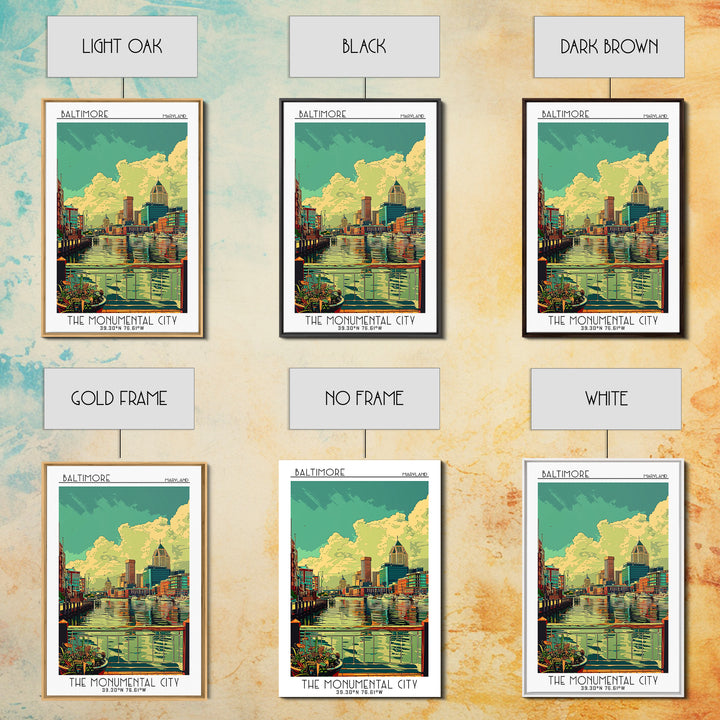Baltimore Travel Poster, Framed Canvas Print, City Travel Poster, Travel Wall Art, Travel Wall Decor, Fine Art Print, Travel Posters